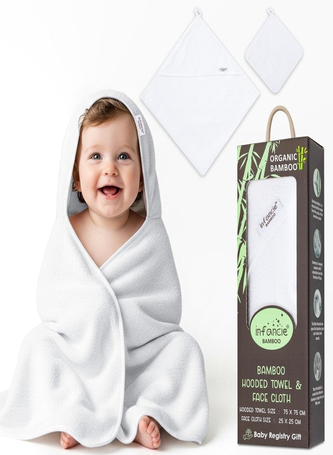 infancie Bamboo Hooded Baby Towels with Washcloths – 1 Hooded Towel (29x29 inches) & 1 Washcloth (9x9 inches) – Ultra Soft, Absorbent & Cozy Bath Towels Set for Newborns and Infants - Image 1